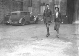 From The Times, Monday, 4th September, 1939:  MR. ANTHONY WILLS and MISS LESLIE MELVILLE. 'Owing to the international situation, the marriage took place quietly on Saturday in St. Andrews Cathedral, Inverness, of the Hon. Frederick Anthony Hamilton Wills, eldest son of Lord and Lady Dulverton, and Miss Judith Betty Leslie Melville, eldest daughter of the Hon. Ian and Mrs. Leslie Melville. The Bishop of Moray, Ross and Caithness (Primus of the Scottish Episcopal Church) officiated, assisted by the Very Rev. A. A. D. Mackenzie, Provost of Inverness Cathedral. The bride, who was given away by her father, wore a brown two-piece suit. There were no bridesmaids. The Hon. E. R. H. Wills (brother of the bridegroom) was best man. A reception was afterwards held in the Station Hotel by the Hon. Mrs. Leslie Melville.'  The marriage ended in divorce in 1961. Anthony Wills, the 2nd Baron Dulverton b.1915-d.1992. Judith Betty Leslie-Melville b.1916.                  