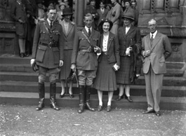 From The Times, Monday, 4th September, 1939:  MR. ANTHONY WILLS and MISS LESLIE MELVILLE. 'Owing to the international situation, the marriage took place quietly on Saturday in St. Andrews Cathedral, Inverness, of the Hon. Frederick Anthony Hamilton Wills, eldest son of Lord and Lady Dulverton, and Miss Judith Betty Leslie Melville, eldest daughter of the Hon. Ian and Mrs. Leslie Melville. The Bishop of Moray, Ross and Caithness (Primus of the Scottish Episcopal Church) officiated, assisted by the Very Rev. A. A. D. Mackenzie, Provost of Inverness Cathedral. The bride, who was given away by her father, wore a brown two-piece suit. There were no bridesmaids. The Hon. E. R. H. Wills (brother of the bridegroom) was best man. A reception was afterwards held in the Station Hotel by the Hon. Mrs. Leslie Melville.'  The marriage ended in divorce in 1961. Anthony Wills, the 2nd Baron Dulverton b.1915-d.1992. Judith Betty Leslie-Melville b.1916.                  