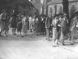 From The Times, Monday, 4th September, 1939:  MR. ANTHONY WILLS and MISS LESLIE MELVILLE. 'Owing to the international situation, the marriage took place quietly on Saturday in St. Andrews Cathedral, Inverness, of the Hon. Frederick Anthony Hamilton Wills, eldest son of Lord and Lady Dulverton, and Miss Judith Betty Leslie Melville, eldest daughter of the Hon. Ian and Mrs. Leslie Melville. The Bishop of Moray, Ross and Caithness (Primus of the Scottish Episcopal Church) officiated, assisted by the Very Rev. A. A. D. Mackenzie, Provost of Inverness Cathedral. The bride, who was given away by her father, wore a brown two-piece suit. There were no bridesmaids. The Hon. E. R. H. Wills (brother of the bridegroom) was best man. A reception was afterwards held in the Station Hotel by the Hon. Mrs. Leslie Melville.'  The marriage ended in divorce in 1961. Anthony Wills, the 2nd Baron Dulverton b.1915-d.1992. Judith Betty Leslie-Melville b.1916.                  