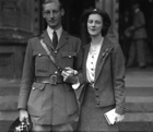 From The Times, Monday, 4th September, 1939:   MR. ANTHONY WILLS and MISS LESLIE MELVILLE. 'Owing to the international situation, the marriage took place quietly on Saturday in St. Andrews Cathedral, Inverness, of the Hon. Frederick Anthony Hamilton Wills, eldest son of Lord and Lady Dulverton, and Miss Judith Betty Leslie Melville, eldest daughter of the Hon. Ian and Mrs. Leslie Melville. The Bishop of Moray, Ross and Caithness (Primus of the Scottish Episcopal Church) officiated, assisted by the Very Rev. A. A. D. Mackenzie, Provost of Inverness Cathedral. The bride, who was given away by her father, wore a brown two-piece suit. There were no bridesmaids. The Hon. E. R. H. Wills (brother of the bridegroom) was best man. A reception was afterwards held in the Station Hotel by the Hon. Mrs. Leslie Melville.' The marriage ended in divorce in 1961. Anthony Wills, the 2nd Baron Dulverton b.1915-d.1992. Judith Betty Leslie-Melville b.1916. 