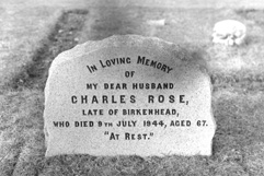 Mrs C. Rose. Tombstone of Charles Rose, 1877-1944, Birkenhead.      