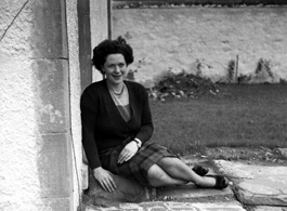 Miss Lorna MacLeod, aged 27 when this photograph was taken (1948), had been engaged for three weeks to George Fielden MacLeod, who was in the middle of his project to restore Iona Cathedral. She went on to become Lady MacLeod. The journalist Maxwell MacLeod is her son.