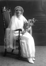 Mrs Holm McLeod, Culnaha, Nigg, Ross-shire. Wedding portrait c.Nov 1923.  