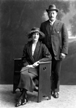 Mrs McLeod, The Smithy, Munlochy, Black Isle. Andrew McLeod was born on 20th August 1880 in Rosskeen and Isabella Macdonald on 17th September 1894 in Poyntzfield. (See image ref: 23236_macdonald). They married on 8th June 1923 in Avoch, but this portrait dates from about 1925.  They had three children, Andrew, born 6th April 1924 in Munlochy, Annie Jane who died in infancy of bronchitis and Alexander, known as Alistair, born in 1934 in Lochcarron. McLeod worked on the land in the Black Isle and was later appointed grieve to Sir Reid who had an estate in Lochcarron. He continued working there for many years before eventually returning to Rosemarkie. (His son Andrew enlisted in 1939 and was based in Glasgow where he married in 1945 and settled. The biographical information has been kindly provided by his daughter Irene Thomas). 