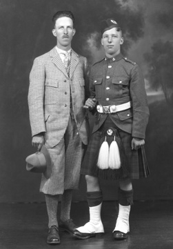 Two men, one in soldier uniform of the Cameron Highlanders.#