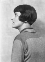 Woman in profile portrait.#