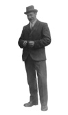 Deep-etch of man standing. #