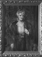 Unidentified female painted portrait in frame.# 