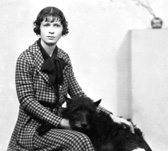 Woman with scotty dog. #