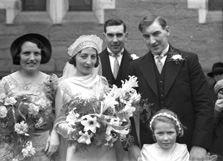 Robertson bridal group outside Ness Bank Church. 