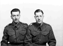 Pte J. Maxwell (left) and Pte J. Stewart, Seaforth Highlanders. Single negative with two ref numbers. 