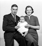 Mr & Mrs Jim and Margaret Paterson, Seaview, North Kessock, with baby William, 1940. James Paterson (1907-2004) was the Inverness harbour pilot. 