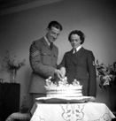 Crookall - Saunders wedding day, July or August 1941 at 7 Culduthel Gardens, Inverness. John Crookall, later a Pilot Officer based in Orkney, married Hilda Saunders at the home of her sister, Stella Paterson and her husband Hector, son of the famous photographer Andrew Paterson (1877-1948).  