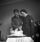 Crookall - Saunders wedding day, July or August 1941 at 7 Culduthel Gardens, Inverness. John Crookall, later a Pilot Officer based in Orkney, married Hilda Saunders at the home of her sister, Stella Paterson and her husband Hector, son of the famous photographer Andrew Paterson (1877-1948).  