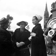 Series of images taken on Bank Street, Inverness, outside St. Columba's Church. Flora Sutherland of Broadford on the right.