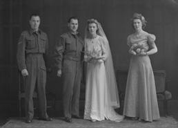 Married couple with attendants, bridal. Knocknagael written on envelope.#