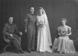 Married couple with attendants, bridal. Knocknagael written on envelope.#