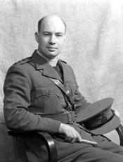 Rev James Fraser CF. The cap badge denotes the Royal Army Chaplains Department. 