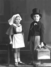 Andrew Chalmers and Elizabeth Bremner dressed as doctor and nurse. (see also refs: 33898, 39880, 42901 and 45474). Andrew was a grandson of the famous photographer Andrew Paterson (1877-1948). 