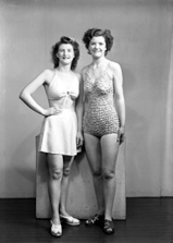 Miss M. Young, Nelson Street (left) and friend. Bathing contest. 