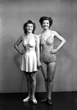 Miss M. Young, Nelson Street (left) and friend. Bathing contest. 