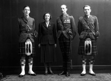 Brigadier Eneas Grant, born 1901, belonged to a family which served in the Seaforth Highlanders for four generations. He served in the regiment from 1920 to 1955, when he retired to his house and hill farm at Tomatin. Both his sons joined the Seaforth, the elder being killed in action in Korea in 1951. The supplement to the London Gazette of October 1945 announced 'The KING has been graciously pleased to approve the following awards in recognition of gallant and distinguished services in North-West Europe: Brigadier (acting) Eneas Henry George GRANT, D.S.O., M.C. (18829), The Seaforth Highlanders (Ross-shire Buffs, The Duke of Albany's) (Tomatin, Inverness).' An un-dated newspaper cutting from 1951 is filed with the negatives. It announces his being awarded a C.B.E. and states: 'Brigadier (Temporary) Eneas Henry George Grant, D.S.O, M.C., late Infantry. Brigadier Grant is the only surviving son of the late Col. H.G. Grant and of Mrs I. Grant, Balnespick, Tomatin, and his house is at Auchenfroe, Nairn. He was awarded the M.C. when serving with his regiment, The Seaforth Highlanders, in Palestine in 1936, and won the D.S.O. in 1944, gaining a Bar to it in 1945.' 