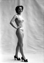 Mrs Joyce Georgina Ross (nee Duff), 9 Brown Street, Inverness. Joyce Ross was a swimsuit model who also competed in beauty pageants. She also worked for the Andrew Paterson Studio in the 1950s (see also H-0290_PS and 42555a-h). She can be seen at the beginning of this Pathe newsreel from Morecambe, in 1953: http://www.britishpathe.com/video/beauty-on-parade/query/BEAUTY+PARADE 