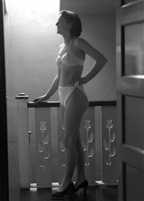 Mrs Joyce Georgina Ross (nee Duff), 9 Brown Street, Inverness. Joyce Ross was a swimsuit model who also competed in beauty pageants. She also worked for the Andrew Paterson Studio in the 1950s (see also H-0290_PS and 42555a-h). She can be seen at the beginning of this Pathe newsreel from Morecambe, in 1953: http://www.britishpathe.com/video/beauty-on-parade/query/BEAUTY+PARADE