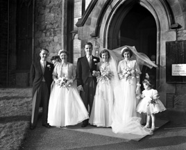 Jack and Pat Miller, 'Broomfield,' February 1954. Outside the Old High Church on Church Street, Inverness.