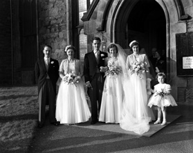 Jack and Pat Miller, 'Broomfield,' February 1954. Outside the Old High Church on Church Street, Inverness.