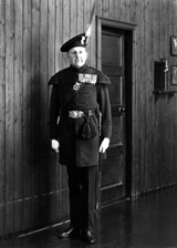 Brigadier Kenneth James Garner Garner-Smith OBE, in the dress of the Royal Company of Archers. He joined the Seaforth Highlanders in 1927 and retired as a Brigadier in 1957. He lived at Aird House, Inverness and was a Burgh Councillor for 11 years. Married Mary Jean Macdonald (1914-2013) on 4th July 1933 at St. Marks Church, London. He died in 1994. Parents of Mary-Jean, Caroline and Jamie.