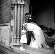 Mr & Mrs Angus MacLeod outside the St. Columba High Church, Bank Street, Inverness, now the CityLife Church. 