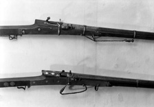 Percussion rifles, under the name Biscoe. Length of barrel 38 inches length of rifle 48 inches - Markings, N. Kendall Patent V.T. Smith's Improved Patent Studlock - Number on barrel 825. # 