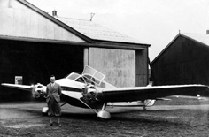 Captain Ernest Edmund (Ted) Fresson OBE, (1891-1963). Fresson formed Highland Airways Limited in 1933. He is standing before his Monospar ST4 at RAF Turnhouse Aerodrome, Edinburgh in April 1933, before returning to Inverness. The Monospar was registered G-ACEW and was named 'Inverness.' It was built in 1933 and destroyed in a fire at Croydon in 1937. 