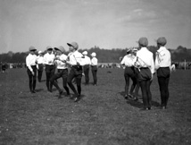 Girls on a sportsfield. #
