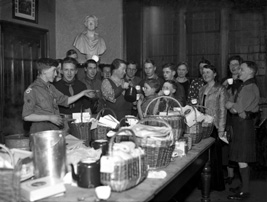 Scouts with charity hampers. #