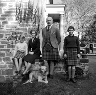 Colonel Ian Argyll Robertson of Brackla House with his family. Seaforth Highlanders. He retired from the army in 1968 and died in 2010.
