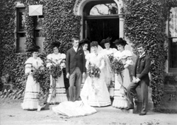 Taken on the steps of Westwood, Inverness, after the wedding of Isabella Menzies and Alexander Fraser in 1893. Fraser-Watts Collection.