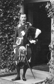 Lt. Col. Alexander Fraser, 4th Cameron Highlanders, taken outside his home at Westwood, Inverness. Killed at Battle of Festubert, 1915. Fraser-Watts Collection.