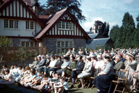 Opening of the new Carrol House Orphanage, Island Bank Road, Inverness. The Carrol House Orphanage was officially opened at 3.00pm on Wednesday 26th August 1959 by Lady Maud Baillie CBE. Eighteen children, cared for by the Highland Orphanage Trust, moved from the old building in Culduthel Road a few weeks previously and settled in to the more compact and up-to-date premises. Robert Gilbert, chairman of the Board of Governors presided at the well-attended ceremony, which was also addressed by Provost Robert Wotherspoon. The matron was Mrs M. Maclean and the two house-mothers were Miss I. Ross and Miss N. Donaldson. A bouquet was presented to Lady Baillie by Heather la Freniere, one of the children in the home. (Courtesy James S Nairn Colour Collection). ~