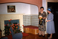 Opening of the new Carrol House Orphanage, Island Bank Road, Inverness. The Carrol House Orphanage was officially opened at 3.00pm on Wednesday 26th August 1959 by Lady Maud Baillie CBE (shown here). Eighteen children, cared for by the Highland Orphanage Trust, moved from the old building in Culduthel Road a few weeks previously and settled in to the more compact and up-to-date premises. Robert Gilbert, chairman of the Board of Governors presided at the well-attended ceremony, which was also addressed by Provost Robert Wotherspoon. The matron was Mrs M. Maclean and the two house-mothers were Miss I. Ross and Miss N. Donaldson. A bouquet was presented to Lady Baillie by Heather la Freniere, one of the children in the home. (Courtesy James S Nairn Colour Collection). ~