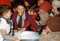 Halloween games at Carrol House orphanage, Island Bank Road, Inverness, October 1959. (Courtesy James S Nairn Colour Collection). ~ 