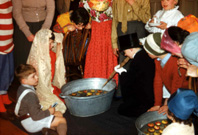 Halloween games at Carrol House orphanage, Island Bank Road, Inverness, October 1960. (Courtesy James S Nairn Colour Collection). ~ 