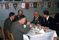 Rotary Club dinner. Along back row Hugh Jack, Frank Critchley and Provost William Smith. (Courtesy James S Nairn Colour Collection) ~