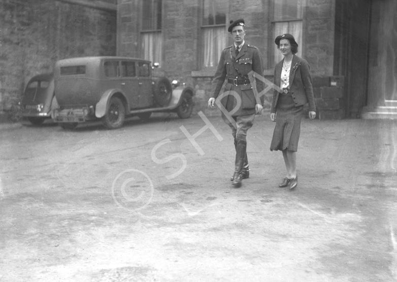 From The Times, Monday, 4th September, 1939:  MR. ANTHONY WILLS and MISS LESLIE MELVILLE. 'Owing to the international situation, the marriage took place quietly on Saturday in St. Andrews Cathedral, Inverness, of the Hon. Frederick Anthony Hamilton Wills, eldest son of Lord and Lady Dulverton, and Miss Judith Betty Leslie Melville, eldest daughter of the Hon. Ian and Mrs. Leslie Melville. The Bishop of Moray, Ross and Caithness (Primus of the Scottish Episcopal Church) officiated, assisted by the Very Rev. A. A. D. Mackenzie, Provost of Inverness Cathedral. The bride, who was given away by her father, wore a brown two-piece suit. There were no bridesmaids. The Hon. E. R. H. Wills (brother of the bridegroom) was best man. A reception was afterwards held in the Station Hotel by the Hon. Mrs. Leslie Melville.'  The marriage ended in divorce in 1961. Anthony Wills, the 2nd Baron Dulverton b.1915-d.1992. Judith Betty Leslie-Melville b.1916.                  