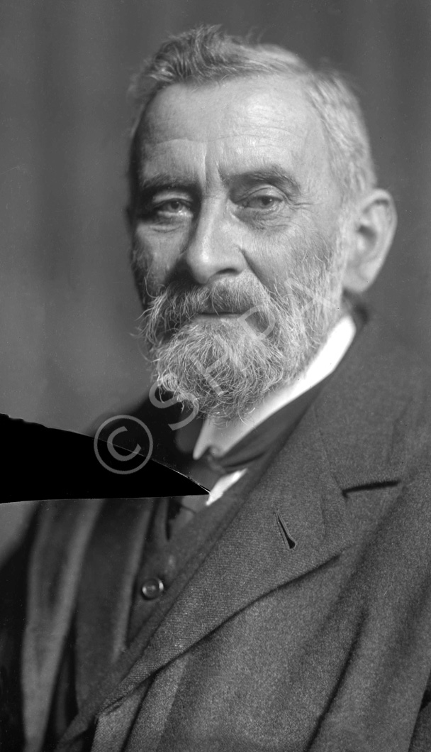 James Barron of The Inverness Courier. Born 1847 in  Moray, he joined the Courier in 1865 and from 1873 was the editor. By 1910 he had become the sole proprietor. He died in 1919. Damaged plate.