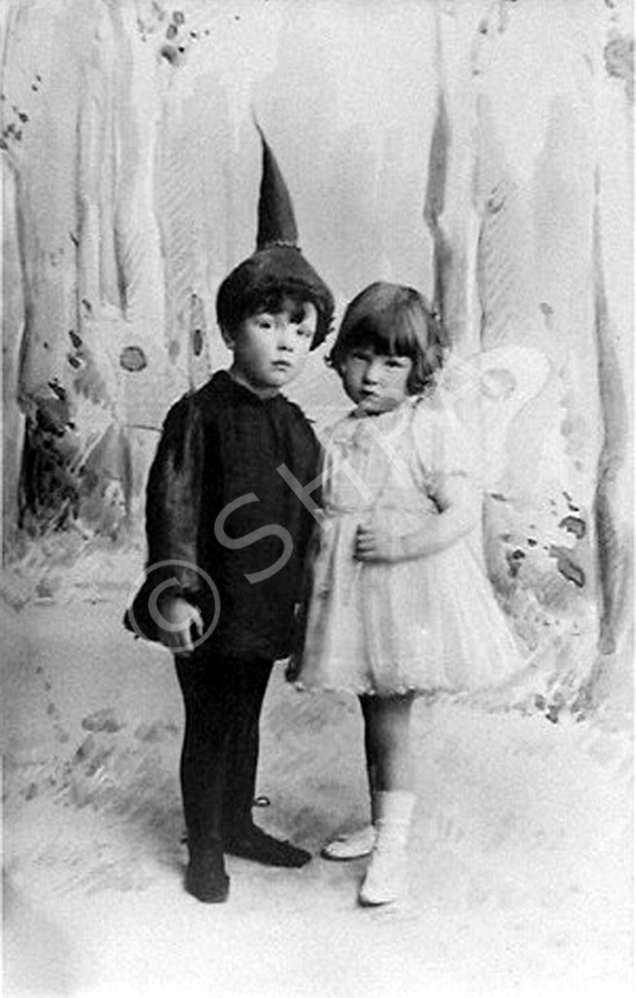 Boy and girl dressed in fancy dress, a pixie and a fairy, named under Mrs Allan Gilmour, Rhindnie, L.....