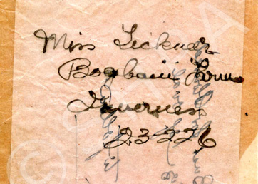 Miss (indecipherable) of Bogbain House, Inverness. If you can decipher the handwritten surname pleas.....