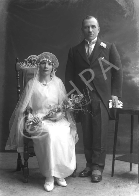 Mrs Holm McLeod, Culnaha, Nigg, Ross-shire. Wedding portrait c.Nov 1923.      