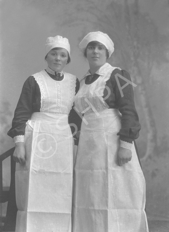 Miss Lowbridge, Drumnadrochit c.1923. Uncertain of identity. Lowbridge is the name on the envelope but photos A and B show these two separately without their uniforms. Either could be Lowbridge.    